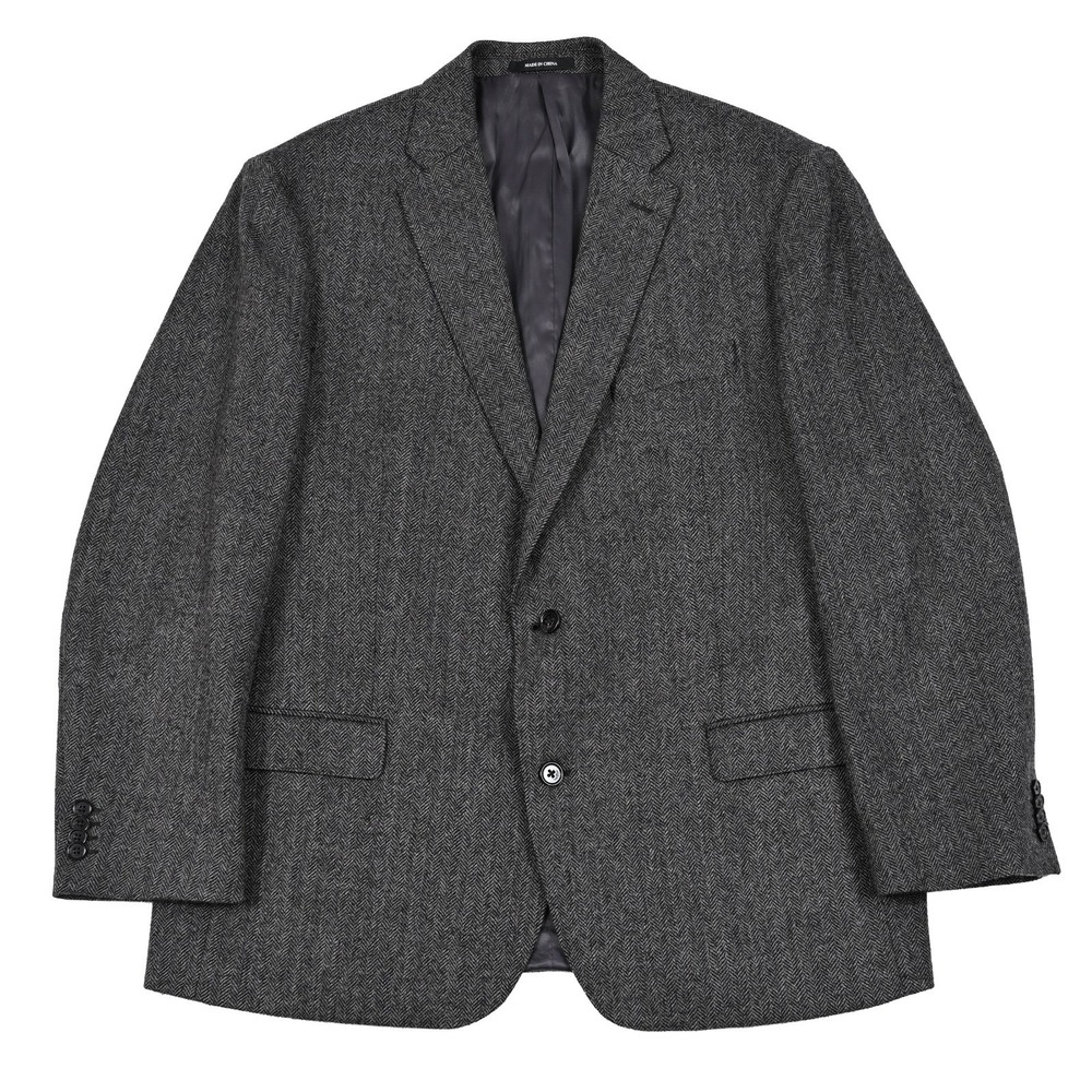 Ralph Lauren Black Label Gray Woven Wool Tweed Blazer Sport Coat Jacket 48R Slim